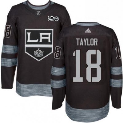 Mens Adidas Los Angeles Kings 18 Dave Taylor Premier Black 1917 2017 100th Anniversary NHL Jersey