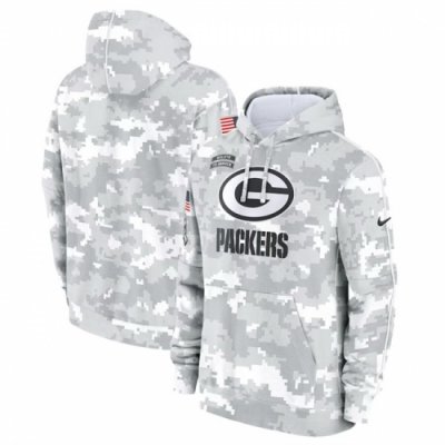 Men Green Bay Packers 2024 Arctic Camo Salute To Service Club Fleece Pullover Stitched Hoodie