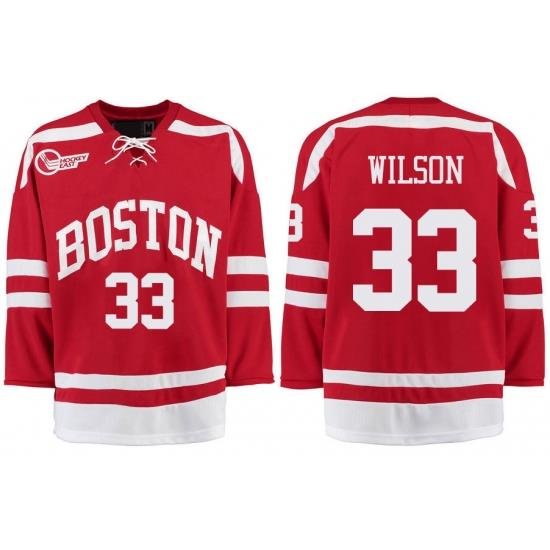 Boston University Terriers BU 33 Colin Wilson Red Stitched Hockey Jersey