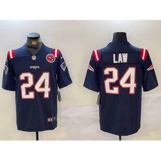 Men New England Patriots 24 Ty Law Navy Vapor Limited Stitched Football Jersey 2