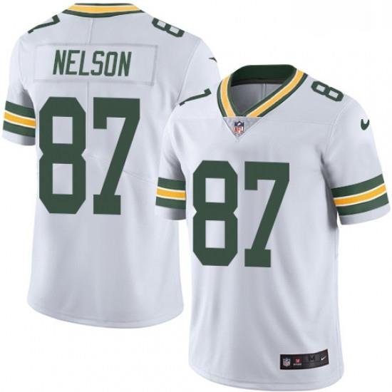 Men Nike Green Bay Packers 87 Jordy Nelson White Vapor Untouchable Limited Player NFL Jersey