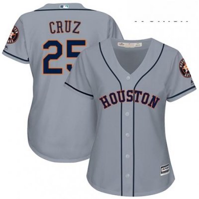 Womens Majestic Houston Astros 25 Jose Cruz Authentic Grey Road Cool Base MLB Jersey