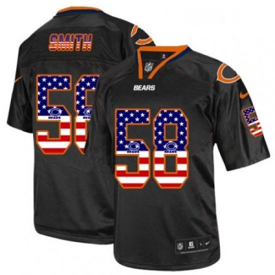 Mens Nike Chicago Bears 58 Roquan Smith Elite Black USA Flag Fashion NFL Jersey