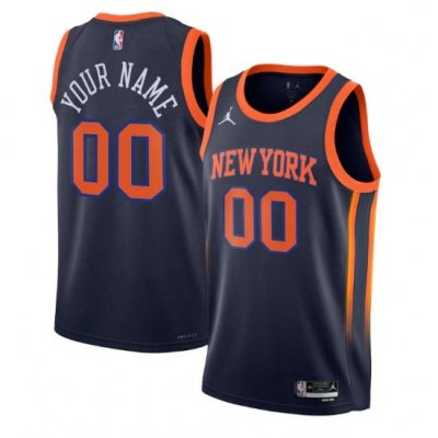 Men Women Youth New York Knicks Active Player Custom 2022 23 Navy Statement Edition Swingman Stitched Basketball Jersey