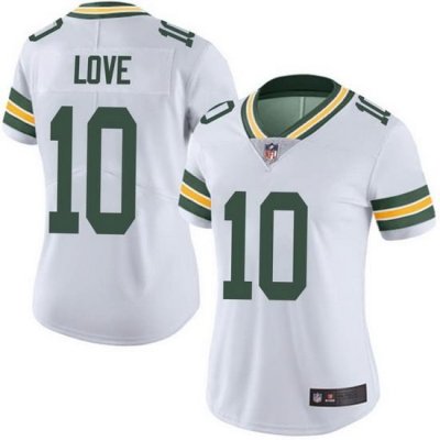 Women Green Bay Packers 10 Jordan Love White Limited Vapor Untouchable Jersey