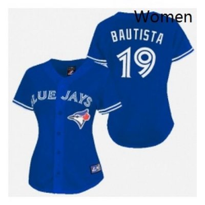 Womens Majestic Toronto Blue Jays 19 Jose Bautista Authentic Blue MLB Jersey