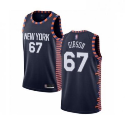 Womens New York Knicks 67 Taj Gibson Swingman Navy Blue Basketball Jersey 2018 19 City Edition