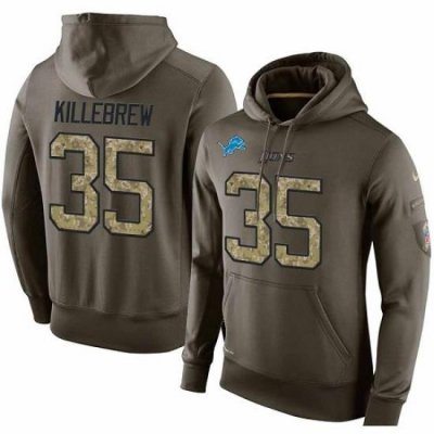 NFL Nike Detroit Lions 35 Miles Killebrew Green Salute To Service Mens Pullover Hoodie