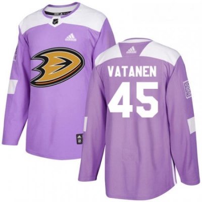 Youth Adidas Anaheim Ducks 45 Sami Vatanen Authentic Purple Fights Cancer Practice NHL Jersey