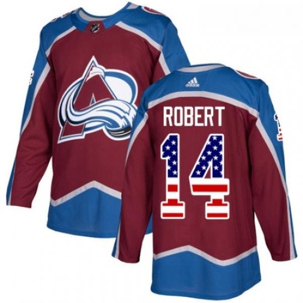 Youth Adidas Colorado Avalanche 14 Rene Robert Authentic Burgundy Red USA Flag Fashion NHL Jersey