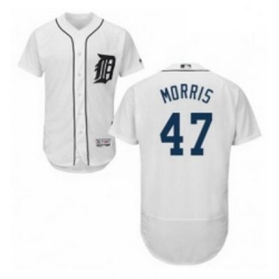 Mens Majestic Detroit Tigers 47 Jack Morris White Home Flex Base Authentic Collection MLB Jersey