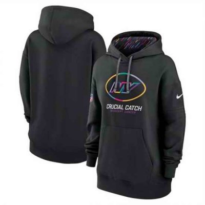 Women New York Jets Black 2024 Crucial Catch Club Pullover Hoodie