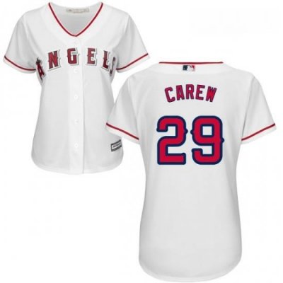 Womens Majestic Los Angeles Angels of Anaheim 29 Rod Carew Replica White Home Cool Base MLB Jersey