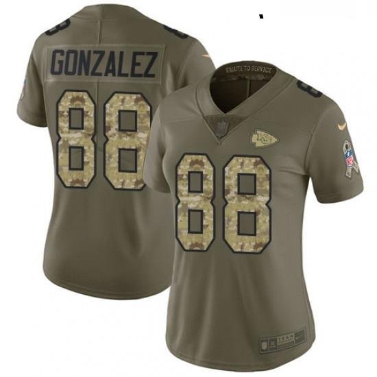 Womens Nike Kansas City Chiefs 88 Tony Gonzalez Limited OliveCamo 2017 Salute to Service NFL Jersey