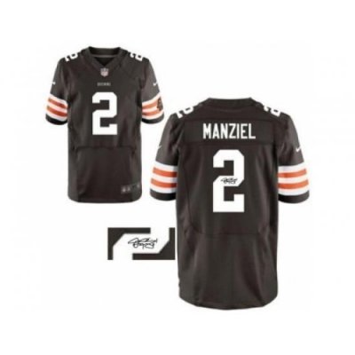 Nike Cleveland BroWns 2 Johnny Manziel BroWn Elite Signed NFL Jersey