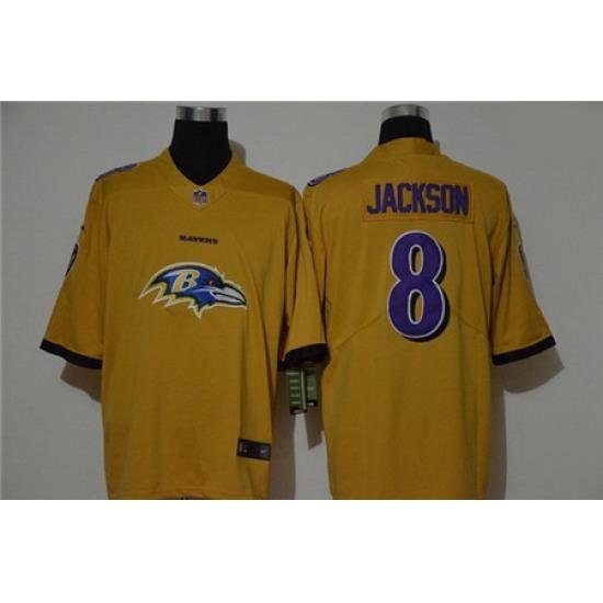 Nike Ravens 8 Lamar Jackson Yellow Vapor Untouchable Limited Jersey