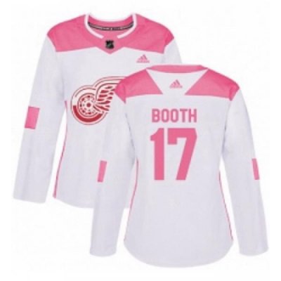 Womens Adidas Detroit Red Wings 17 David Booth Authentic WhitePink Fashion NHL Jersey