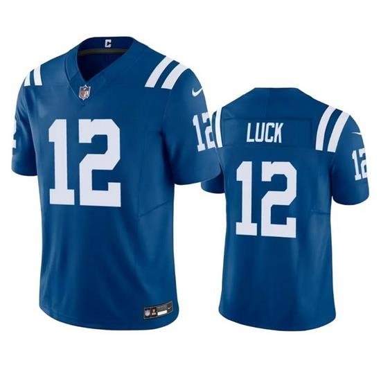 Men Indianapolis Colts 12 Andrew Luck Blue 2023 F U S E Vapor Untouchable Stitched Football Jersey