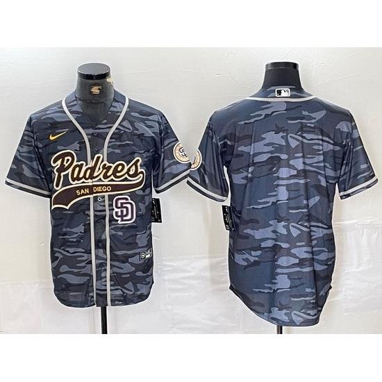 Men San Diego Padres Blank Gray Camo Cool Base Stitched Baseball Jersey 9