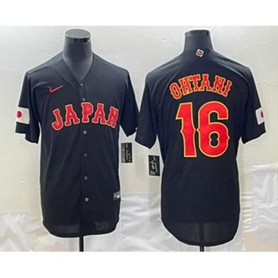 Men's Japan Baseball #16 Shohei Ohtani 2023 Black World Classic Stitched Jersey