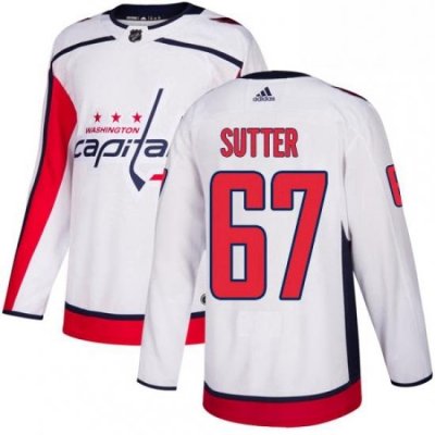 Mens Adidas Washington Capitals 67 Riley Sutter Authentic White Away NHL Jersey