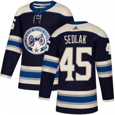 Mens Adidas Columbus Blue Jackets 45 Lukas Sedlak Authentic Navy Blue Alternate NHL Jersey