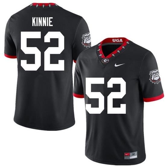 2020 Men #52 Cameron Kinnie Georgia Bulldogs Mascot 100th Anniversary College Football Jerseys Sale-Black