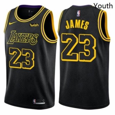 Youth Nike Los Angeles Lakers 23 LeBron James Swingman Black NBA Jersey City Edition