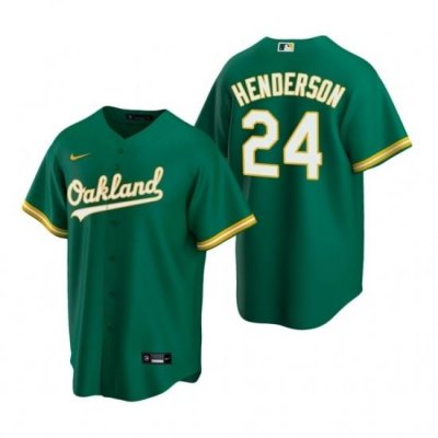 Mens Nike Oakland Athletics 24 Rickey Henderson Green Alternate Stitched Baseball Jerse