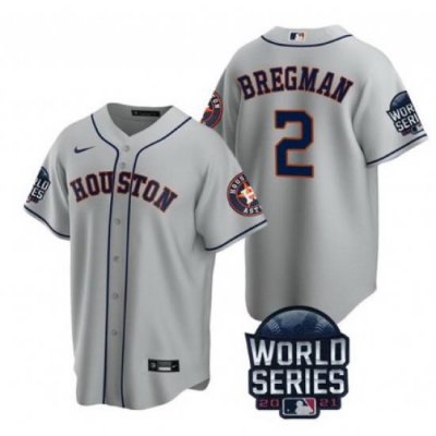 Men Houston Astros 2 Alex Bregman 2021 Gray World Series Cool Base Stitched Baseball Jersey