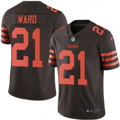 Mens Nike Cleveland Browns 21 Denzel Ward Limited Brown Rush Vapor Untouchable NFL Jersey