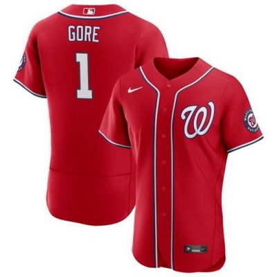 Men Washington Nationals 1 MacKenzie Gore Red Flex Base Stitched MLB Jersey