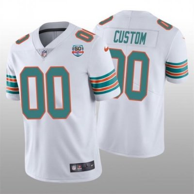 Men Women youth Miami Dolphins Active Player Custom 2022 White With 50th Perfect Season Patch Limited Stitched Jersey