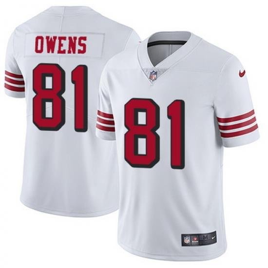 Nike 49ers #81 Terrell Owens White Rush Mens Stitched NFL Vapor Untouchable Limited Jersey