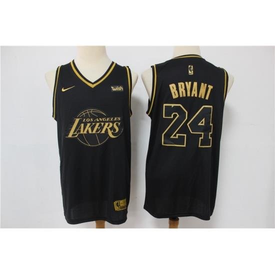 Men Los Angeles Lakers Kobe Bryant 24 Black Gold Limited Jersey