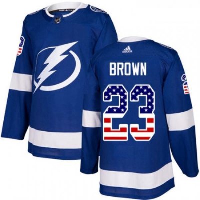 Youth Adidas Tampa Bay Lightning 23 JT Brown Authentic Blue USA Flag Fashion NHL Jersey