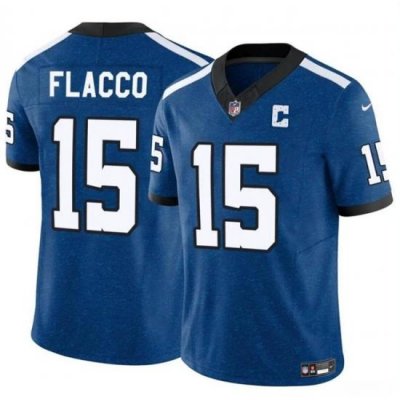 Youth Indianapolis Colts 15 Joe Flacco Blue 2024 F U S E Throwback Vapor Untouchable Limited Stitched Football Jersey