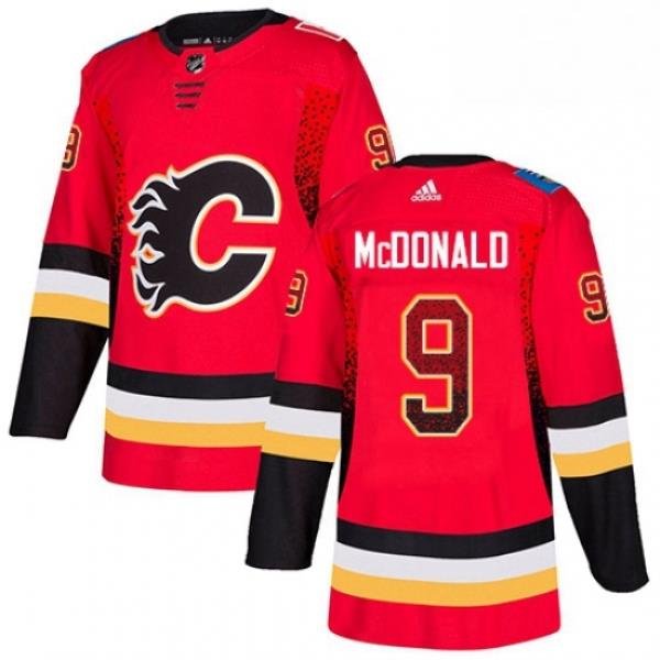 Mens Adidas Calgary Flames 9 Lanny McDonald Authentic Red Drift Fashion NHL Jersey