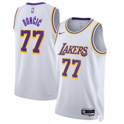 Men Los Angeles Lakers #77 Luka Doncic Nike Swingman Jersey Icon Edition White