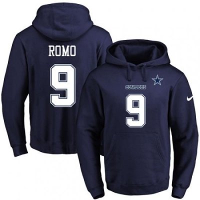 NFL Mens Nike Dallas Cowboys 9 Tony Romo Navy Blue Name Number Pullover Hoodie