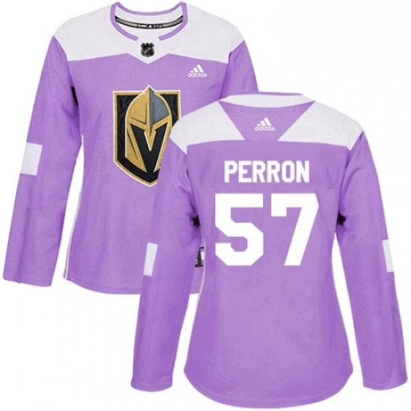 Womens Adidas Vegas Golden Knights 57 David Perron Authentic Purple Fights Cancer Practice NHL Jersey