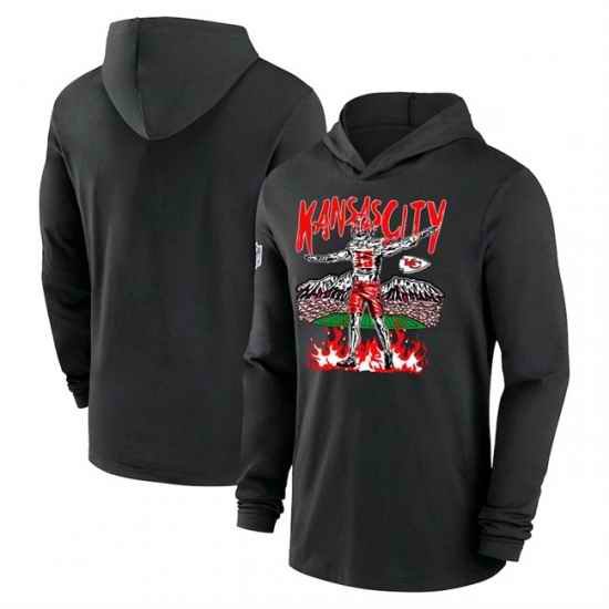 Men Kansas City Chiefs Black Performance Pullover Hoodie