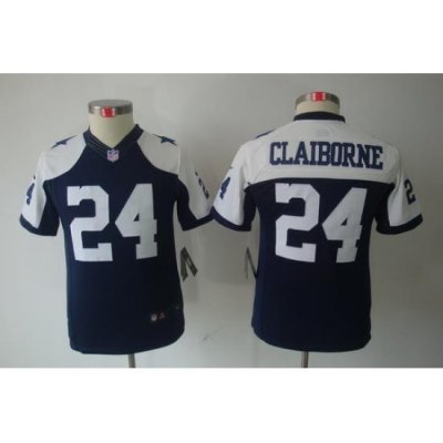 Youth Dallas Cowboys #24 Morris Claiborne Blue Limited Throwback NFL Jerseys