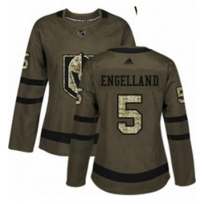 Womens Adidas Vegas Golden Knights 5 Deryk Engelland Authentic Green Salute to Service NHL Jersey