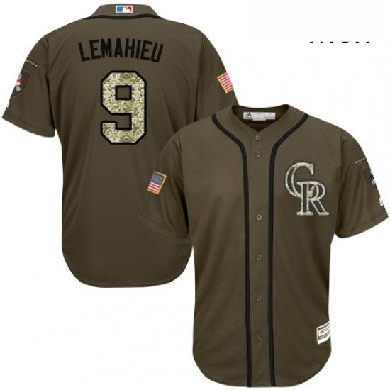 Mens Majestic Colorado Rockies 9 DJ LeMahieu Replica Green Salute to Service MLB Jersey