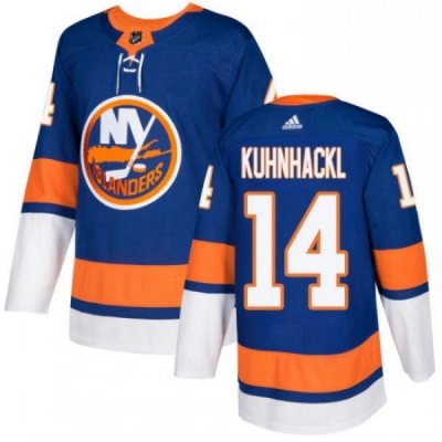 Mens Adidas New York Islanders 14 Tom Kuhnhackl Premier Royal Blue Home NHL Jersey