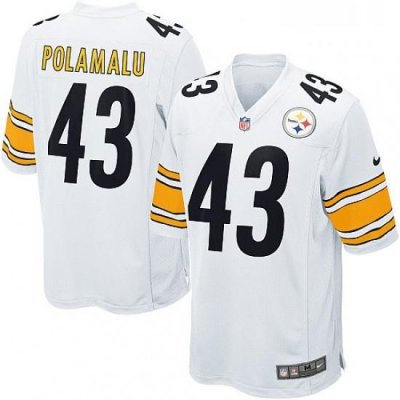 Mens Nike Pittsburgh Steelers 43 Troy Polamalu Game White NFL Jersey