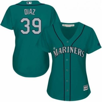 Womens Majestic Seattle Mariners 39 Edwin Diaz Replica Teal Green Alternate Cool Base MLB Jersey