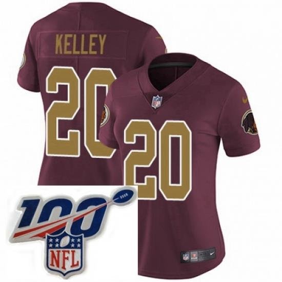 Womens Nike Washington Redskins 20 Rob Kelley Burgundy RedGold Number Alternate 80TH Anniversary Vapor Untouchable Limited Stitched 100th anniversary Neck