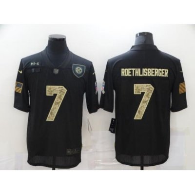 Nike Pittsburgh Steelers 7 Ben Roethlisberger Black Camo 2020 Salute To Service Limited Jersey